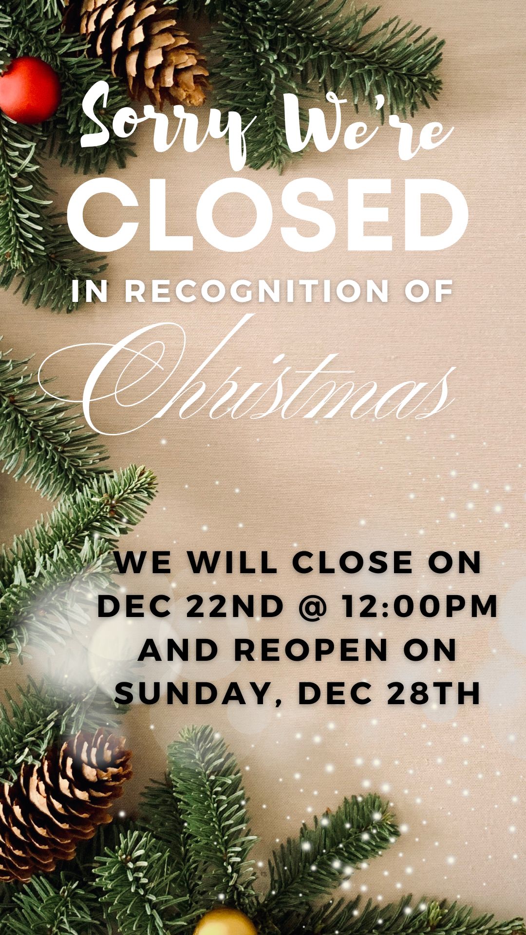 Closed for Christmas